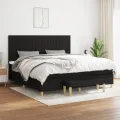 cadre de lit avec matelas Noir 200x200 cm Tissu