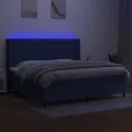 cadre de lit matelas et LED Bleu 200x200 cm Tissu