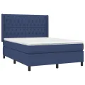 cadre de lit matelas et LED Bleu 140x190 cm Tissu