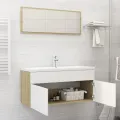 Ensemble de meubles de bain Blanc et chêne sonoma Aggloméré