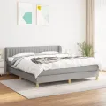 cadre de lit avec matelas Gris clair 160x200cm Tissu