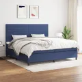 cadre de lit avec matelas Bleu 200x200 cm Tissu