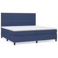 cadre de lit avec matelas Bleu 200x200 cm Tissu