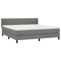 cadre de lit avec matelas Gris foncé 160x200cm Tissu