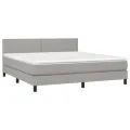 cadre de lit avec matelas Gris clair 160x200cm Tissu