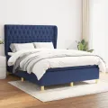 cadre de lit avec matelas Bleu 140x190 cm Tissu