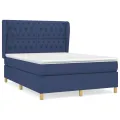 cadre de lit avec matelas Bleu 140x190 cm Tissu
