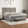 cadre de lit et matelas Gris clair 160x200cm Velours