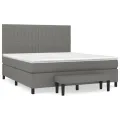 cadre de lit avec matelas Gris foncé 160x200cm Tissu