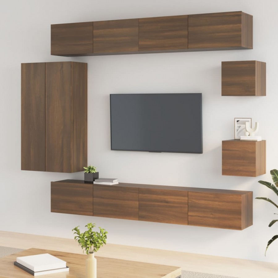 Ensemble de meubles TV 8 pcs Chêne marron Bois d'ingénierie