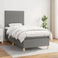 cadre de lit avec matelas Gris foncé 80x200 cm Tissu