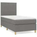 cadre de lit avec matelas Gris foncé 80x200 cm Tissu
