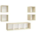 Ensemble de meuble TV 5 pcs Blanc et chêne sonoma Aggloméré