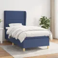 cadre de lit avec matelas Bleu 90x200 cm Tissu