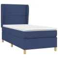 cadre de lit avec matelas Bleu 90x200 cm Tissu