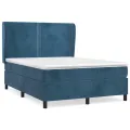 cadre de lit et matelas Bleu foncé 140x190cm Velours