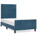 Cadre de lit avec tête de lit Bleu foncé 80x200 cm Velours