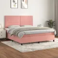 cadre de lit avec matelas Rose 160x200 cm Velours