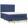 cadre de lit avec matelas Bleu 140x190 cm Tissu