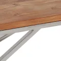 Table basse argenté acier inoxydable et bois massif d'acacia