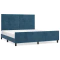 Cadre de lit avec tête de lit Bleu foncé 160x200 cm Velours