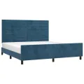 Cadre de lit avec tête de lit Bleu foncé 160x200 cm Velours