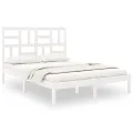 Cadre de lit Blanc Bois massif 135x190 cm Double
