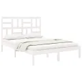 Cadre de lit Blanc Bois massif 135x190 cm Double