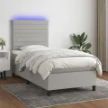 cadre de lit avec matelas et LED Gris clair 90x190cm