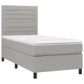 cadre de lit avec matelas et LED Gris clair 90x190cm