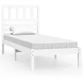 Cadre de lit blanc 75x190 cm petit simple bois massif de pin