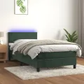 cadre de lit avec matelas et LED Vert foncé 90x200cm