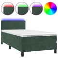 cadre de lit avec matelas et LED Vert foncé 90x200cm