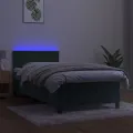 cadre de lit avec matelas et LED Vert foncé 90x200cm