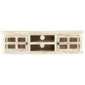 Meuble TV Blanc 130x30x36 cm Bois massif de manguier