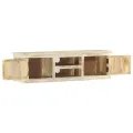 Meuble TV Blanc 130x30x36 cm Bois massif de manguier