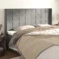 Tête de lit avec oreilles Gris clair 163x16x118/128 cm Velours
