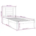 Cadre de lit Blanc Bois massif 75x190 cm Petit simple