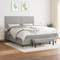 cadre de lit avec matelas Gris clair 160x200cm Tissu