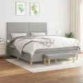 cadre de lit avec matelas Gris clair 160x200cm Tissu