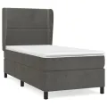 cadre de lit et matelas Gris foncé 90x200 cm Velours