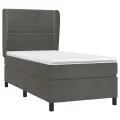 cadre de lit et matelas Gris foncé 90x200 cm Velours
