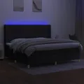 cadre de lit et matelas et LED Noir 200x200 cm Tissu