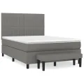 cadre de lit avec matelas Gris foncé 140x200cm Tissu