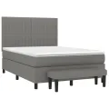 cadre de lit avec matelas Gris foncé 140x200cm Tissu