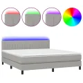 cadre de lit matelas LED Gris clair 160x200 cm Tissu