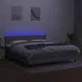 cadre de lit matelas LED Gris clair 160x200 cm Tissu