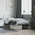 Cadre de lit métal avec tête de lit/pied de lit blanc 100x190cm