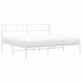 Cadre de lit métal avec tête de lit blanc 183x213 cm