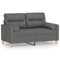 Canapé 2 places avec oreillers gris foncé 120 cm tissu